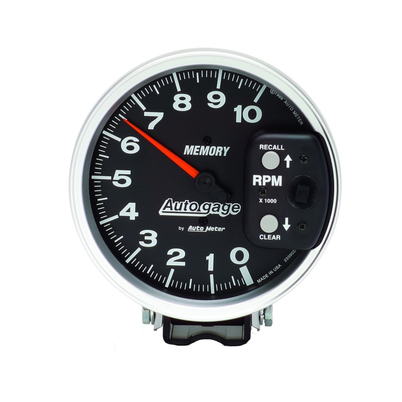 Autometer 5 inch 10,000 RPM w/ Peak Memory Pedestal Tachometer Auto Gage - Black - 233902