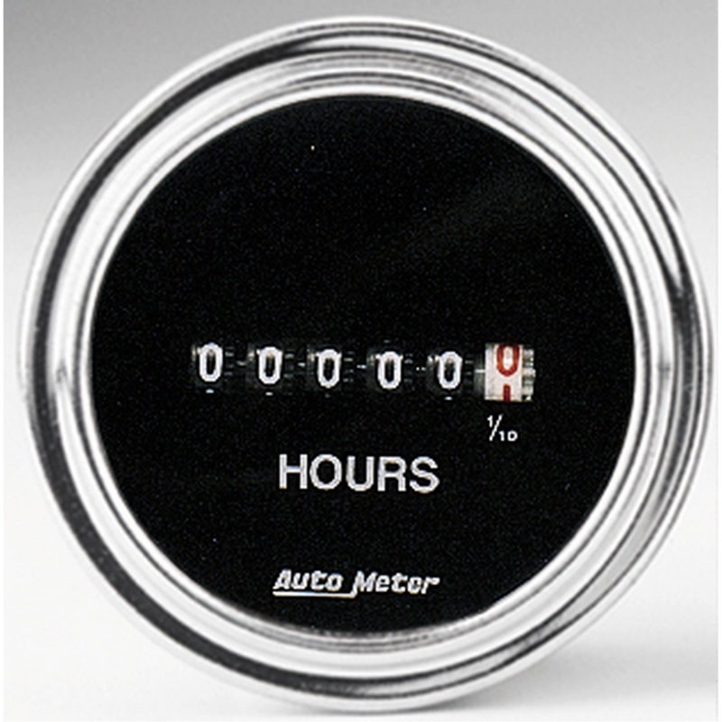 Autometer Traditional Chrome 52mm 100k Short Sweep Electronic Hourmeter - 2587