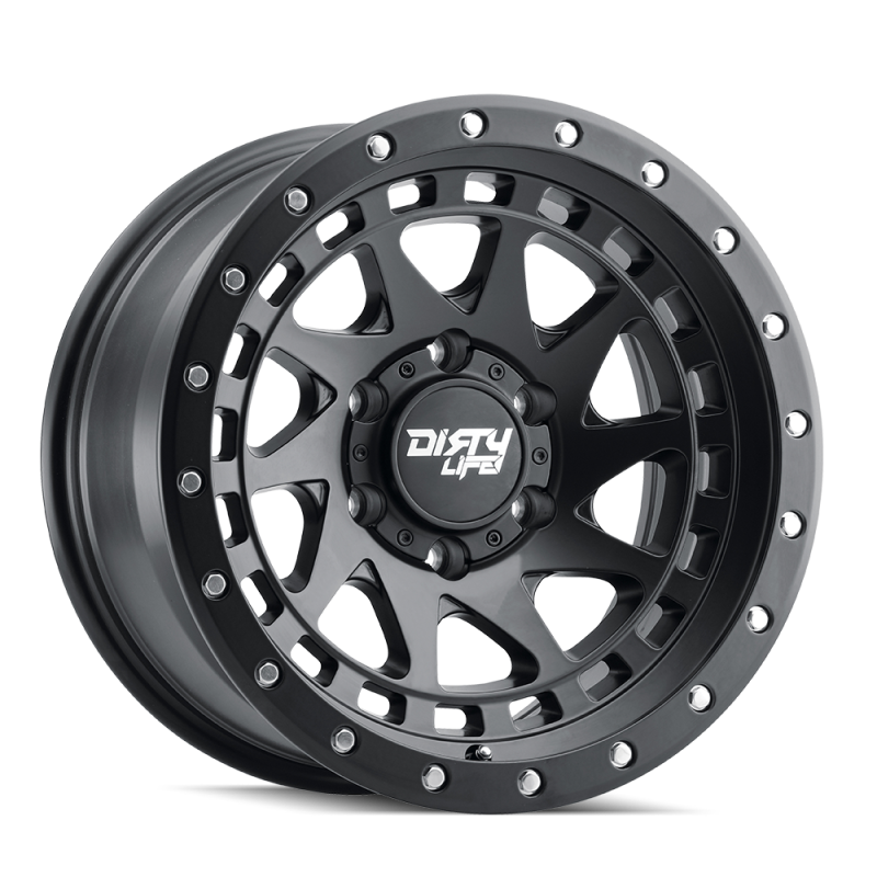 Dirty Life 9311 Enigma Pro 17x9/6x139.7 BP/-38mm Offset/106mm Hub Matte Black Wheel - Beadlock - 9311-7983MB38