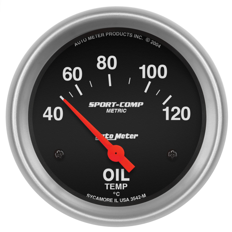 Autometer Sport-Comp 66.7mm 40-120 Deg C Short Sweep Electronic Oil Temperature Gauge - 3542-M