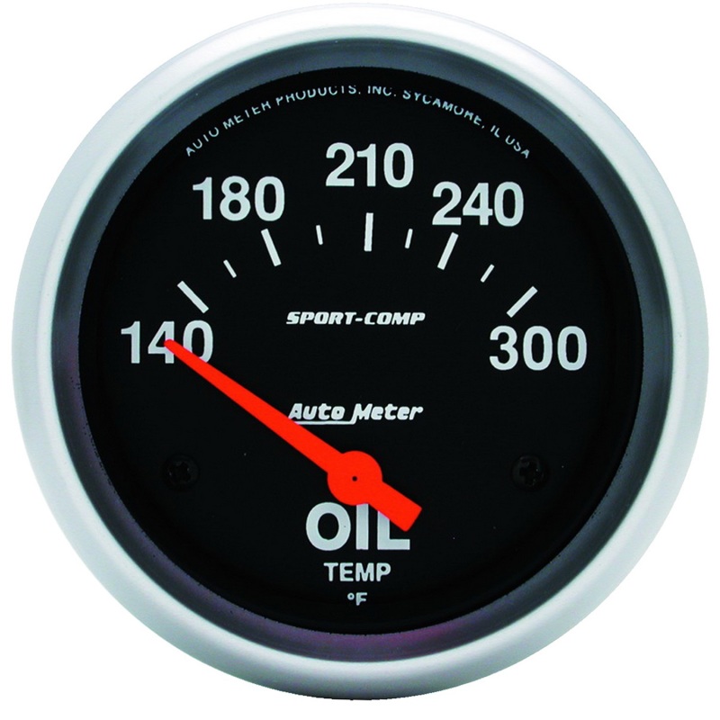 Autometer Sport-Comp 2 5/8in 140-300 Deg F Short Sweep Electronic Oil Temperature Gauge - 3543