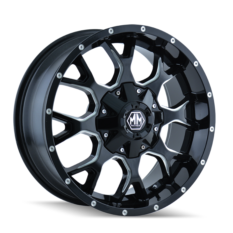 Mayhem 8015 Warrior 17x7.5 / 5x110 BP / 30mm Offset / 72.62mm Hub Black w/ Milled Spokes Wheel - 8015-7760M30