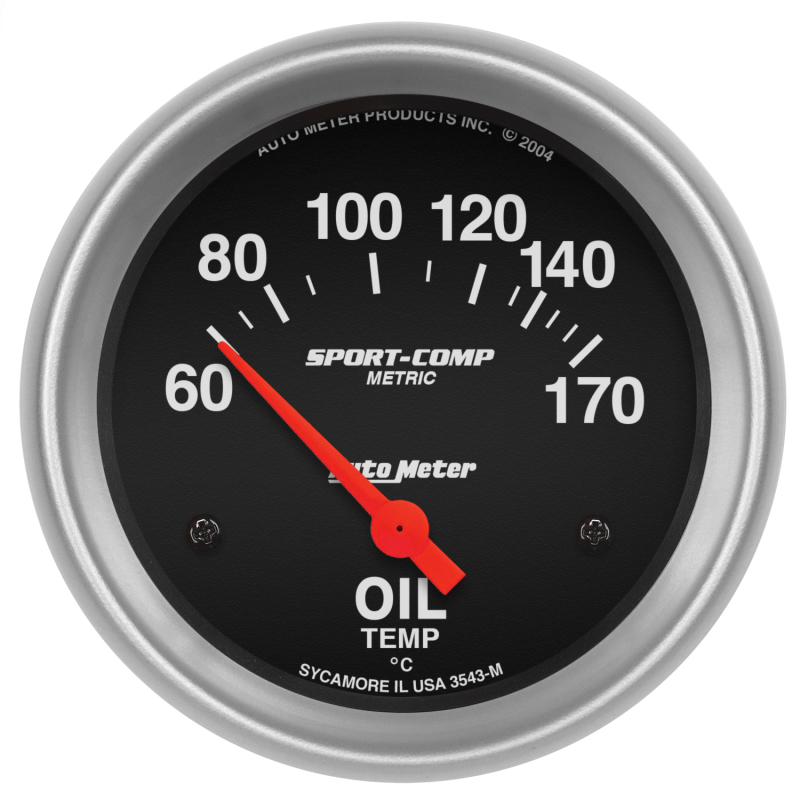 Autometer Sport-Comp 66.7mm 60-170 Deg C Short Sweep Electronic Oil Temperature Gauge - 3543-M