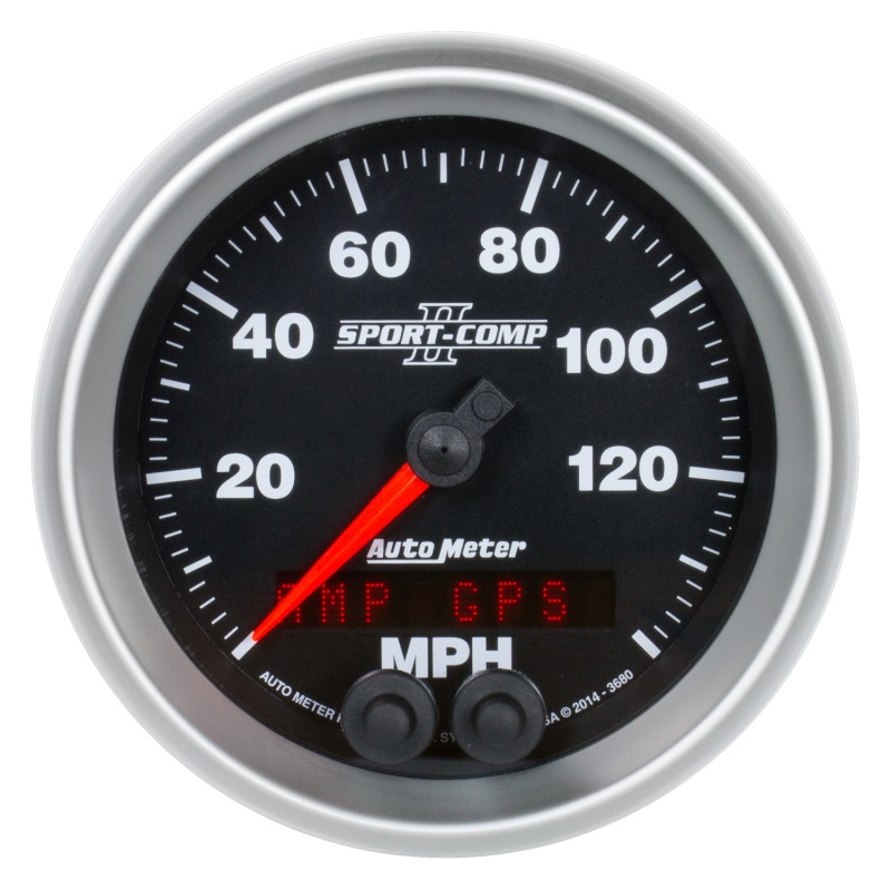 Autometer Sport-Comp II 3-3/8in 0-140MPH In-Dash Electronic GPS Programmable Speedometer - 3680