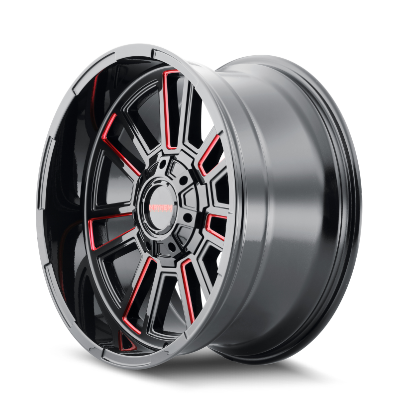 Mayhem 8115 Apollo 20x9 / 8x165.1 BP / 18mm Offset / 125.2mm Hub Black w/ Prism Red Wheel - 8115-2981BTR18