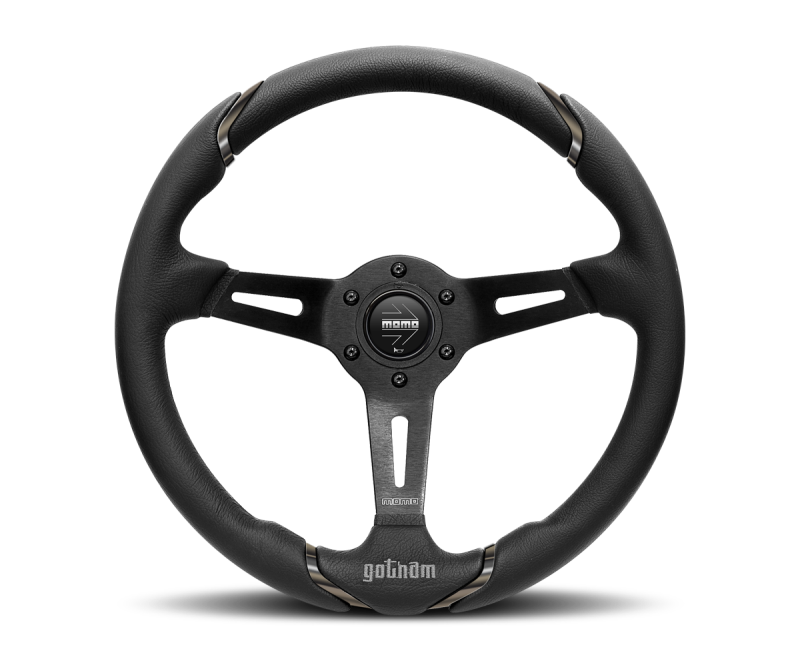 Momo Gotham Steering Wheel 350 mm - Black Leather/Black Spokes - GOT35BK0B