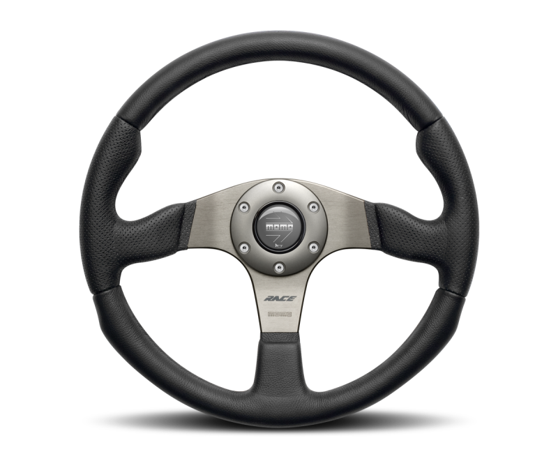 Momo Race Steering Wheel 320 mm - Black Leather/Anth Spokes - RCE32BK1B