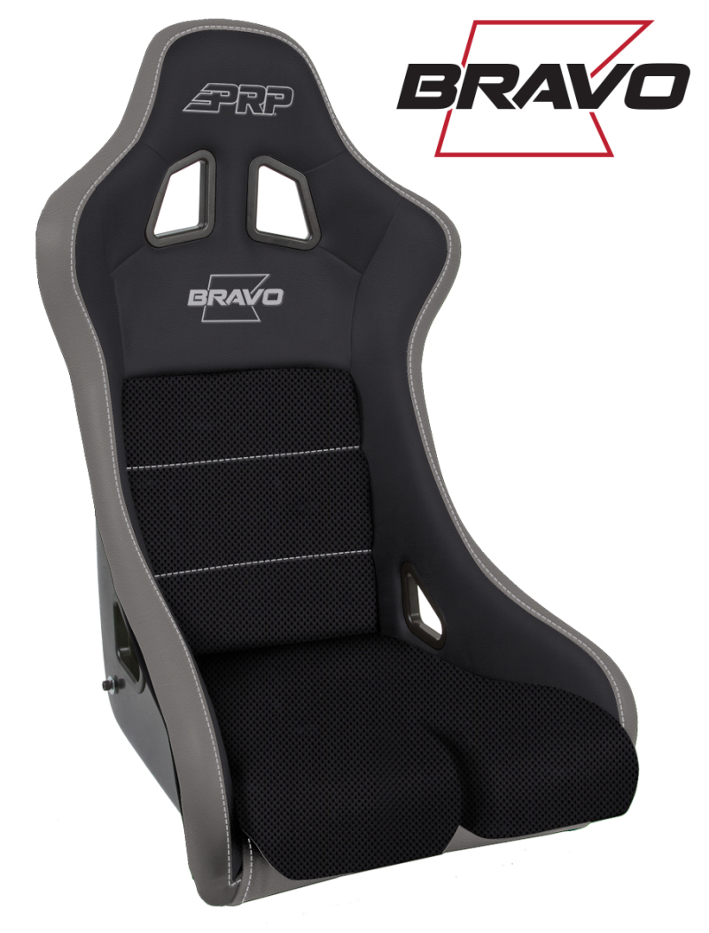 PRP Bravo Composite Seat- Black/Grey (PRP Silver Outline/Bravo Silver- Silver Stitching) - A4502-203