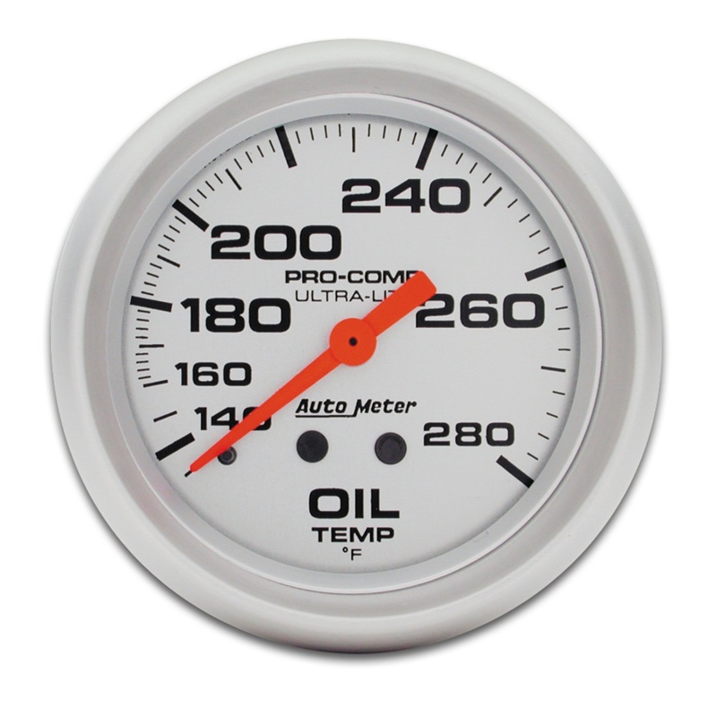Autometer Ultra-Lite 66.7mm Mechanical 140-280 Degree F Oil Temperature Gauge w/ 6in Tubing - 4441