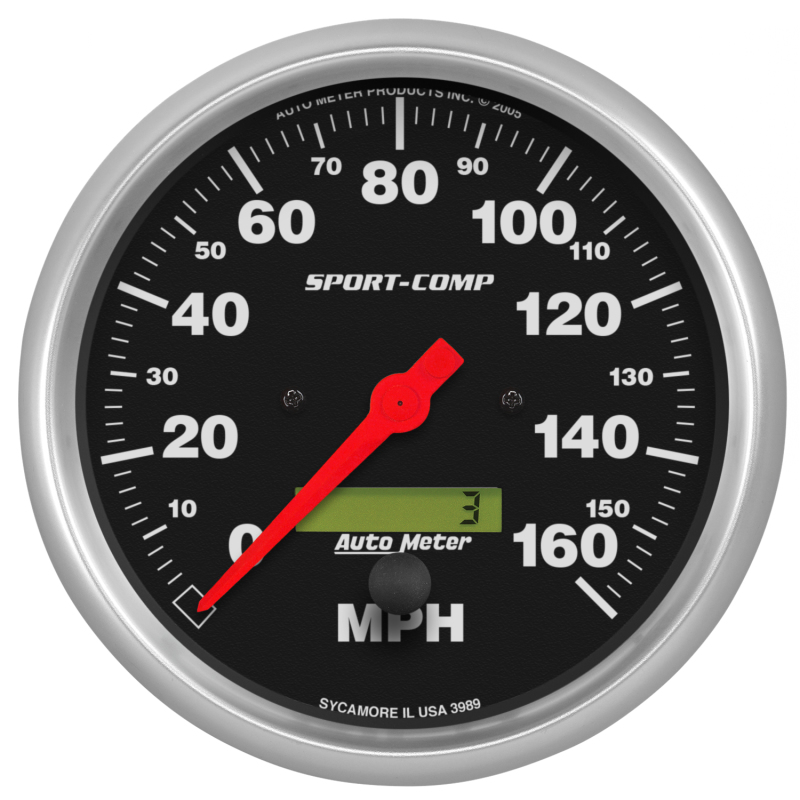 Autometer Sport-Comp 5 inch 160 MPH Electronic Speedometer Gauge w/LCD Odometer - 3989