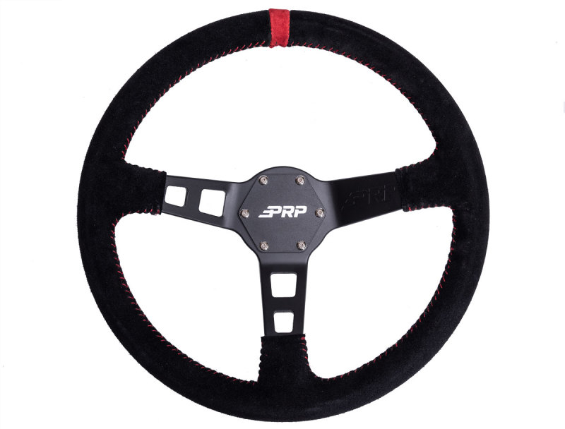 PRP Deep Dish Suede Steering Wheel- Red - G123