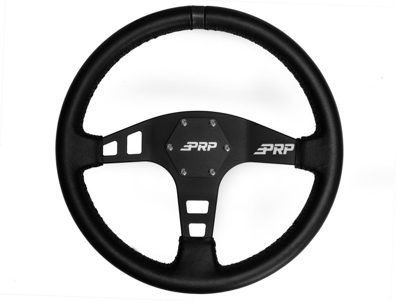 PRP Flat Leather Steering Wheel- Black - G210