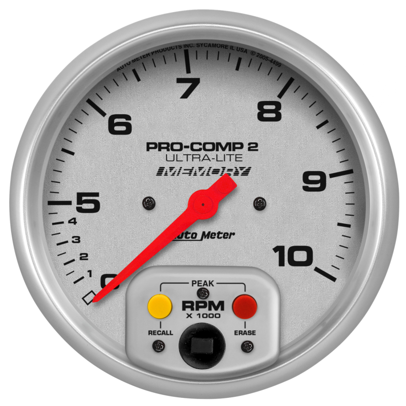 Autometer Ultra-Lite 5 inch 10K RPM In Dash Dual Range w/ Memory Tachometer - 4499