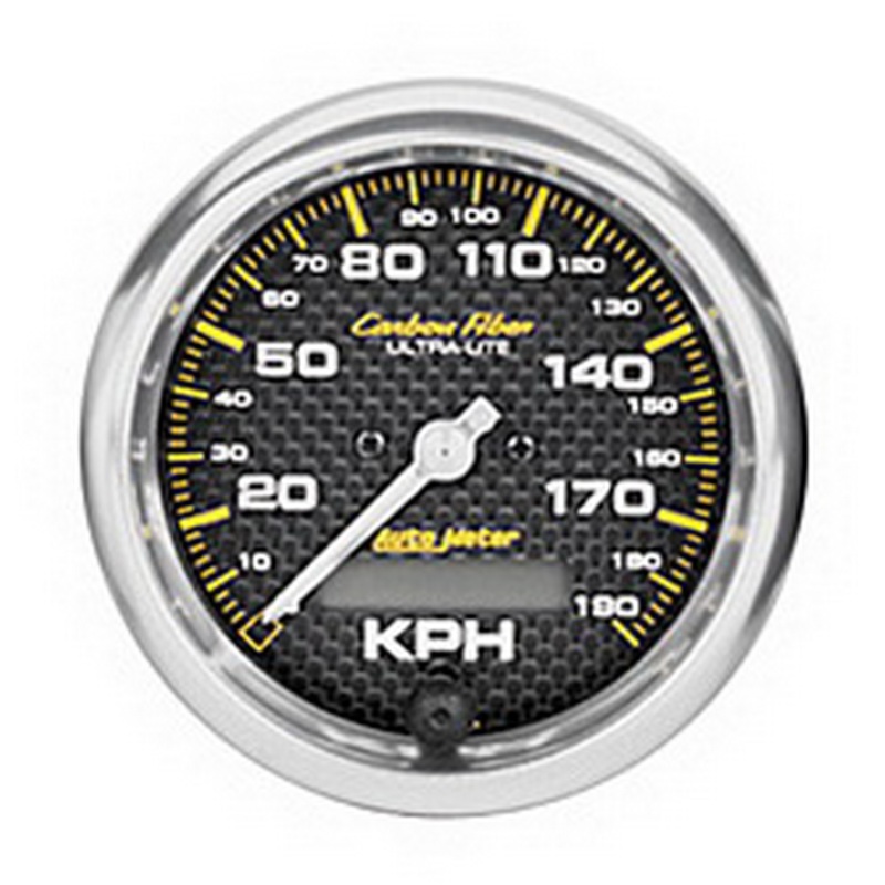 Autometer Carbon Fiber 85.7mm 190 KPH Range Speedometer Elect. Programmable Gauge - 4787-M