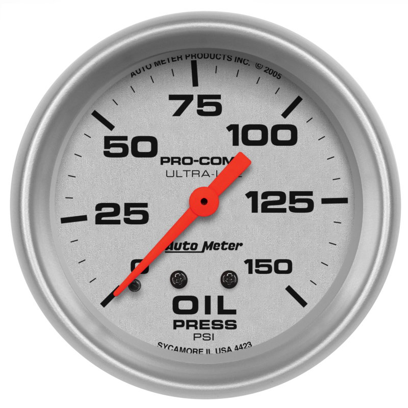Autometer Ultra-Lite 2 5/8in Mechanical 150 PSI Oil Pressure Gauge - 4423