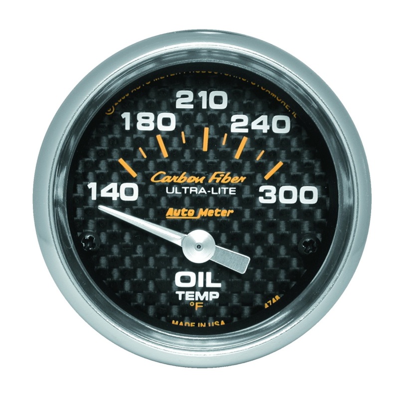 Autometer Carbon Fiber 52mm 140-300 Deg F Electronic Oil Temperature Gauge - 4748