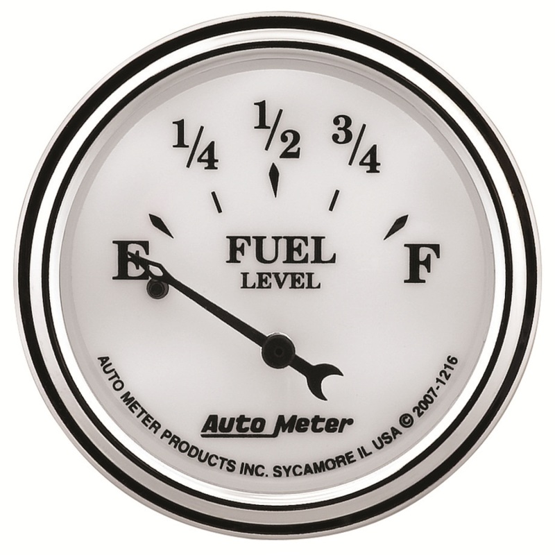 AutoMeter Gauge Fuel Level 2-1/16in. 240 Ohm(e) to 33 Ohm(f) Elec Old Tyme White II - 1216