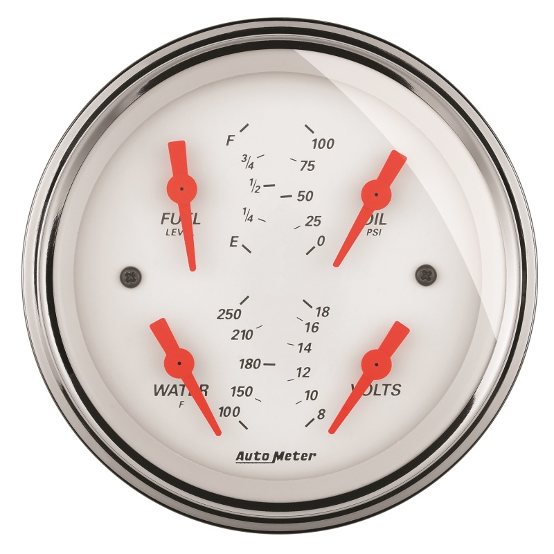 AutoMeter Gauge Quad 3-3/8in. 0 Ohm(e) to 90 Ohm(f)Elec Arctic White - 1314