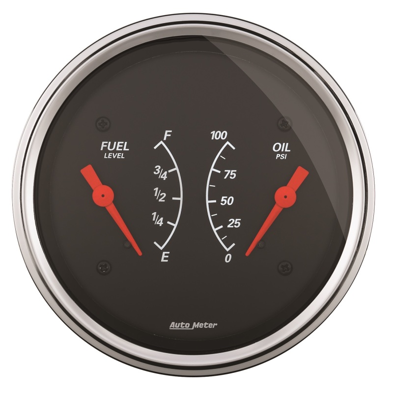 AutoMeter Gauge Dual Fuel & Oilp 3-3/8in. 240 Ohm(e) to 33 Ohm(f) & 100PSI Elec Designer Black - 1413