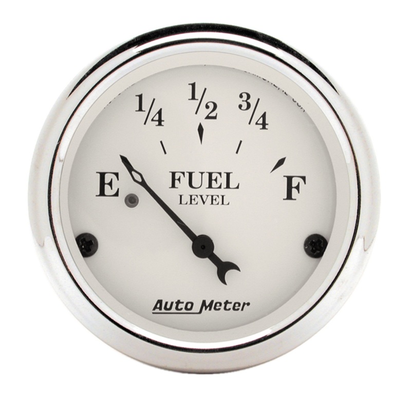 AutoMeter Gauge Fuel Level 2-1/16in. 240 Ohm(e) to 33 Ohm(f) Elec Old Tyme White - 1606
