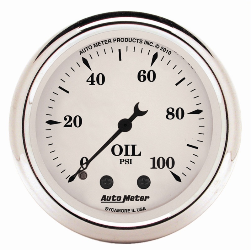 AutoMeter Gauge Oil Press 2-1/16in. 100PSI Mech Old Tyme White - 1621