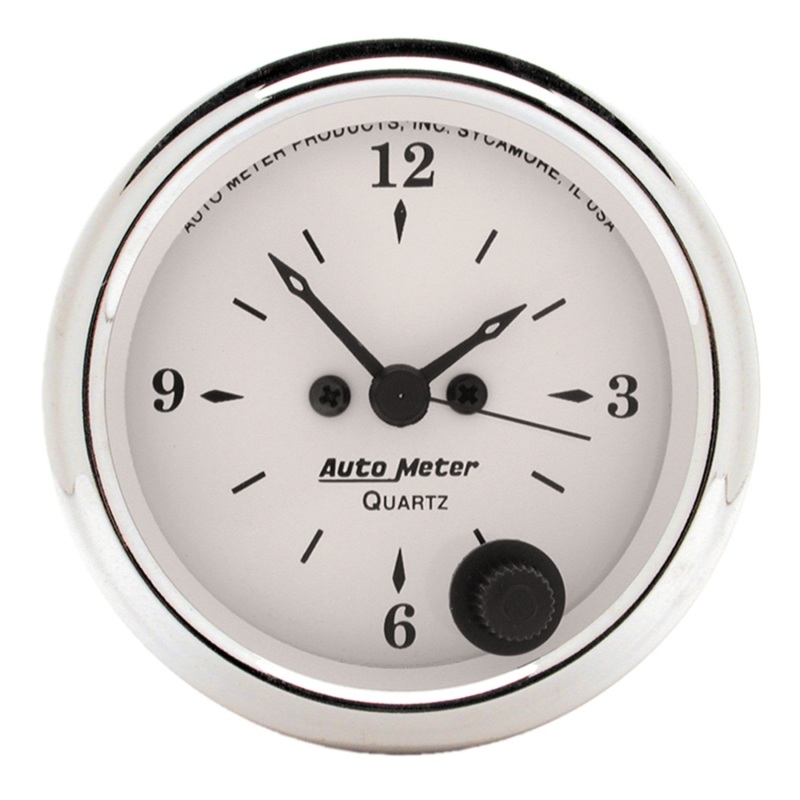 AutoMeter Gauge Clock 2-1/16in. 12HR Analog Old Tyme White - 1686