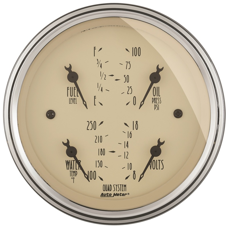 AutoMeter Gauge Quad 3-3/8in. 240 Ohm(e) to 33 Ohm(f) Elec Antique Beige - 1812