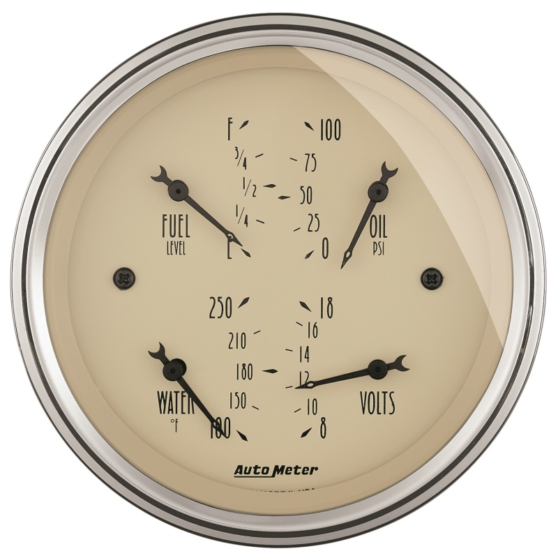 AutoMeter Gauge Quad 3-3/8in. 0 Ohm(e) to 90 Ohm(f)Elec Antique Beige - 1814