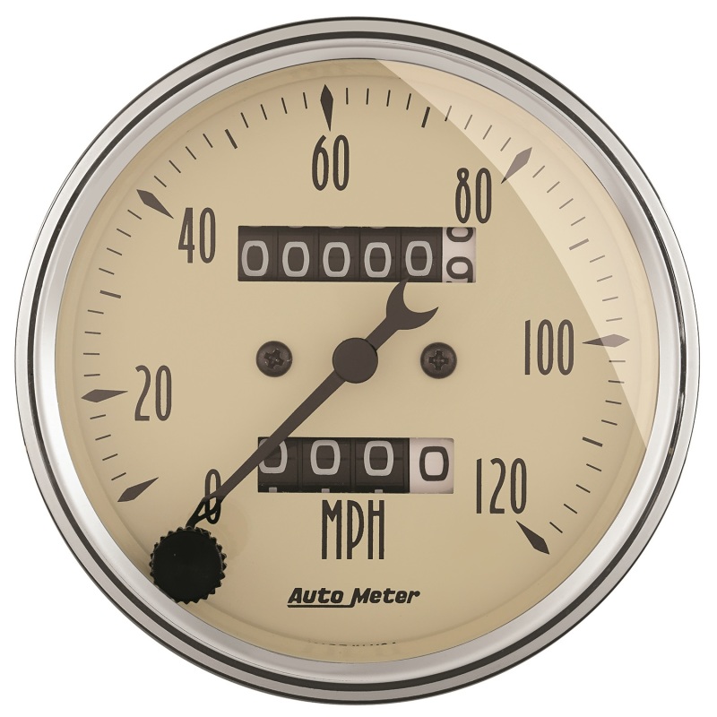 AutoMeter Gauge Speedometer 3-1/8in. 120MPH Mechanical Antique Beige - 1896