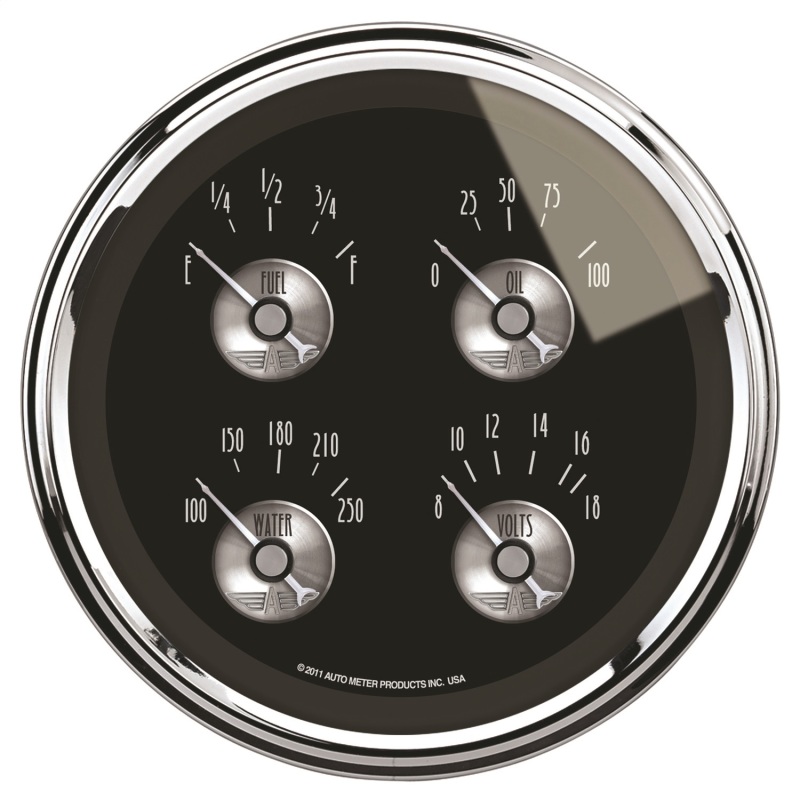 AutoMeter Gauge Quad 5in. 0 Ohm(e) to 90 Ohm(f) Elec Prestige Blk. Diamond - 2012