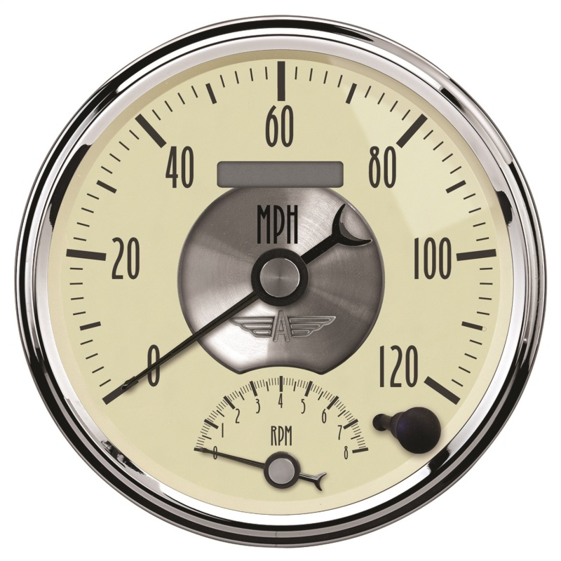 AutoMeter Gauge Tach/Speedo 5in. 120MPH & 8K RPM Elec. Program. Prestige Antq. Ivory - 2090