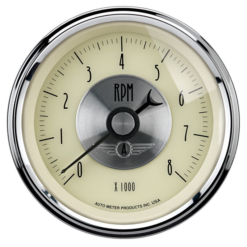 AutoMeter Gauge Tachometer 3-3/8in. 8K RPM In-Dash Prestige Antq. Ivory - 2097