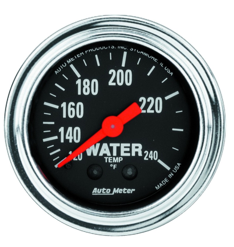 AutoMeter Gauge Water Temp 2-1/16in. 120-240 Deg. F Mechanical 12ft. Traditional Chrome - 2433