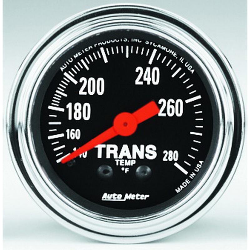 AutoMeter Gauge Trans Temp 2-1/16in. 140-280 Deg. F Mechanical 8ft. Traditional Chrome - 2451