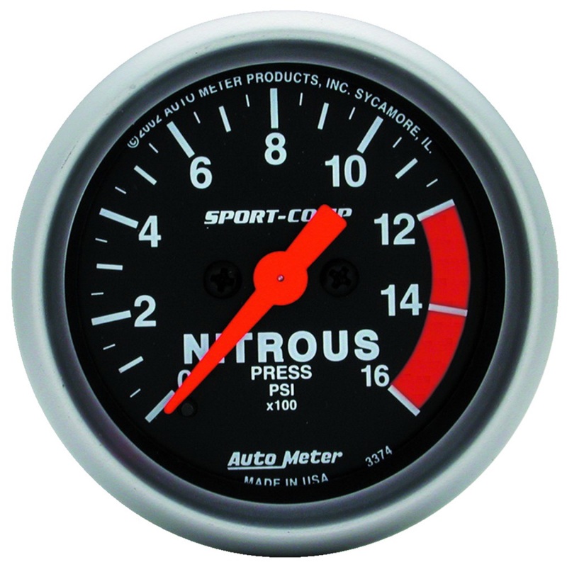 AutoMeter Gauge Nitrous Pressure 2-1/16in. 1600PSI Digital Stepper Motor Sport-Comp - 3374