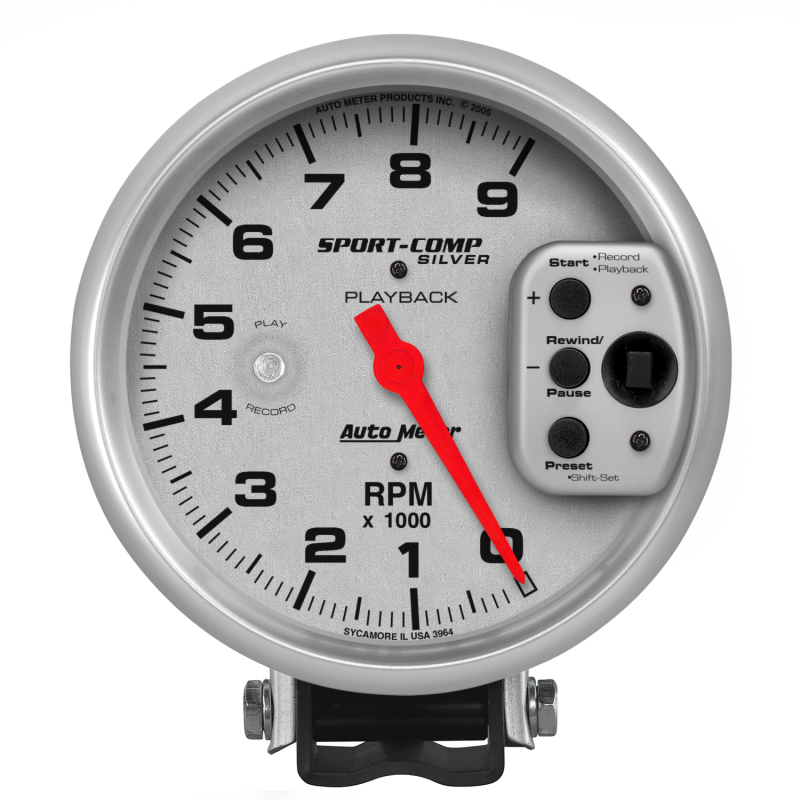 AutoMeter Gauge Tachometer 5in. 9K RPM Pedestal W/ RPM Playback Ultra-Lite - 3964