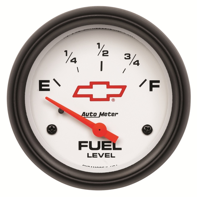 AutoMeter Gauge Fuel Level 2-5/8in. 0 Ohm(e) to 90 Ohm(f) Elec Chevy Red Bowtie White - 5814-00406