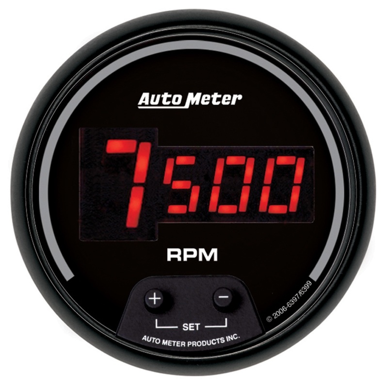 AutoMeter Gauge Tach 3-3/8in. 10K RPM In-Dash Digital Black Dial W/ Red Led - 6397