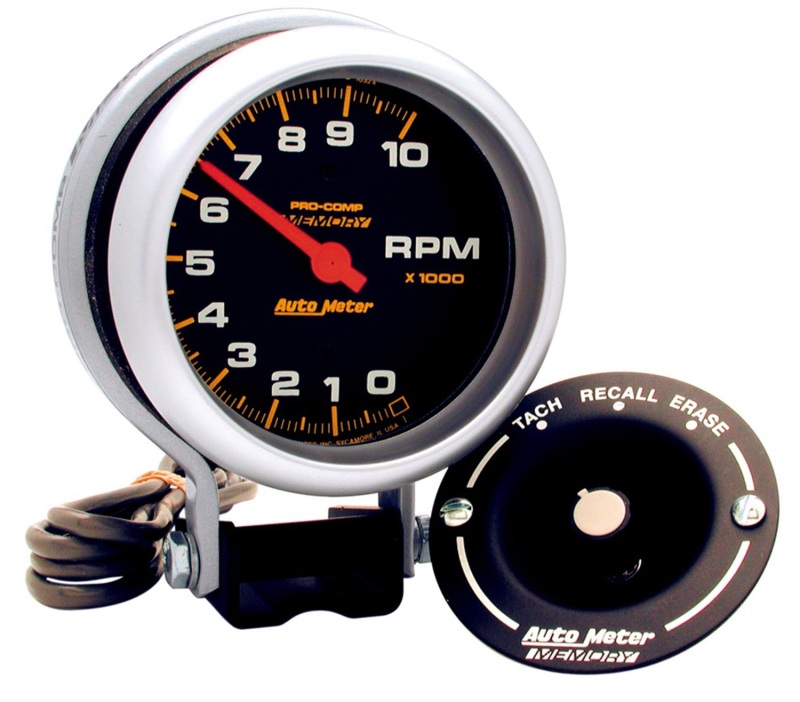 AutoMeter Gauge Tachometer 3-3/4in. 10K RPM Pedestal W/Peak Memory Pro-Comp - 6601