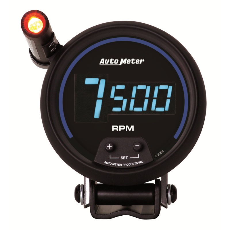 AutoMeter Gauge Tach 3-3/4in. 10K RPM Pedestal W/ Quick-Lite Digital Blk W/ Blue Led - 6999