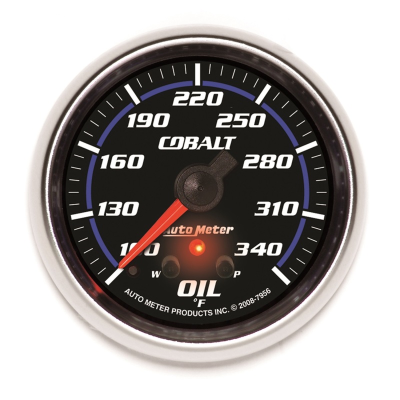 AutoMeter Gauge Oil Temp 2-5/8in. 340 Deg. F Stepper Motor W/ Peak & Warn Cobalt - 7956