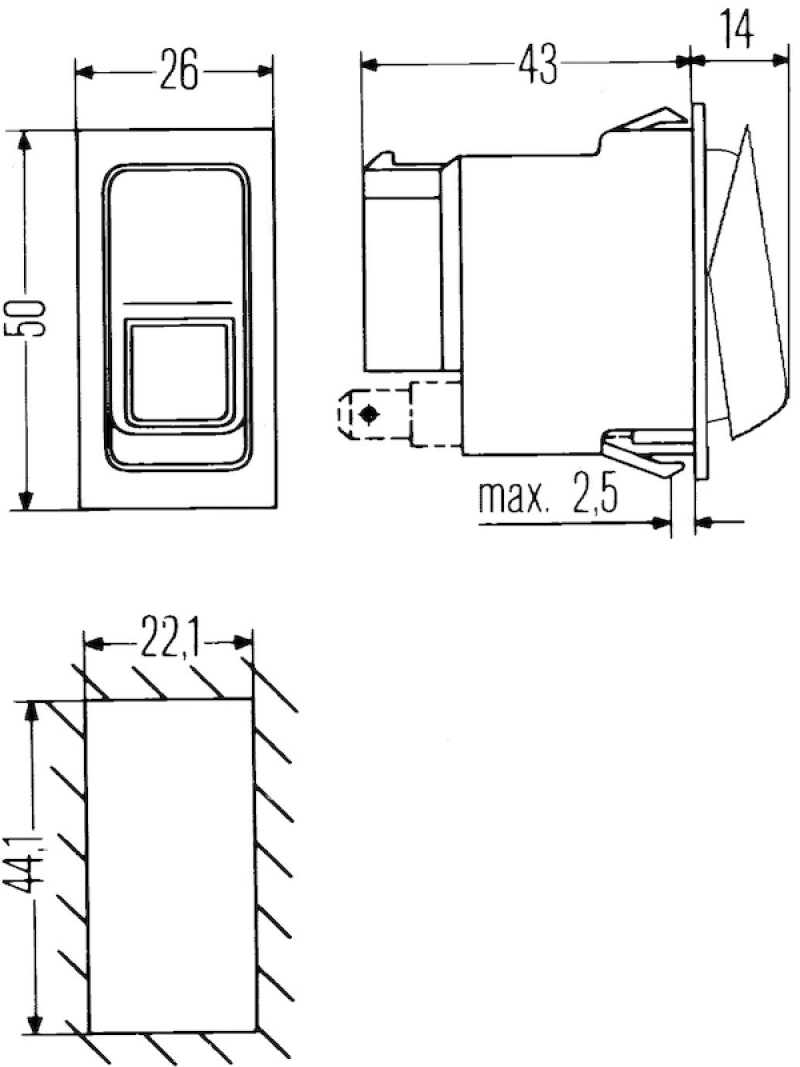 Hella Switch On/On/Off W Location Light - 007832441