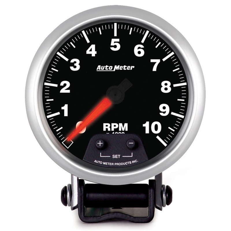 Autometer Elite Street Progressive Shift Light 3-3/8in Tachometer 0-10,000 RPM PED Mount - 5690