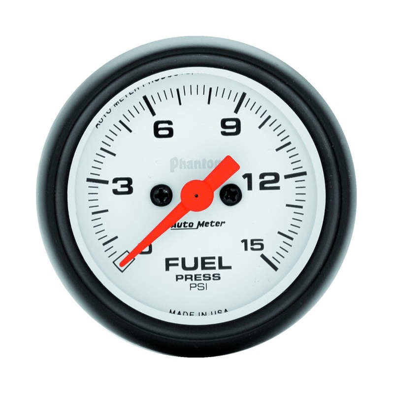 Autometer Phantom Fuel Pressure gauge 52mm 0-15 PSI Full Sweep Elec w/o peak & Valley - 5761