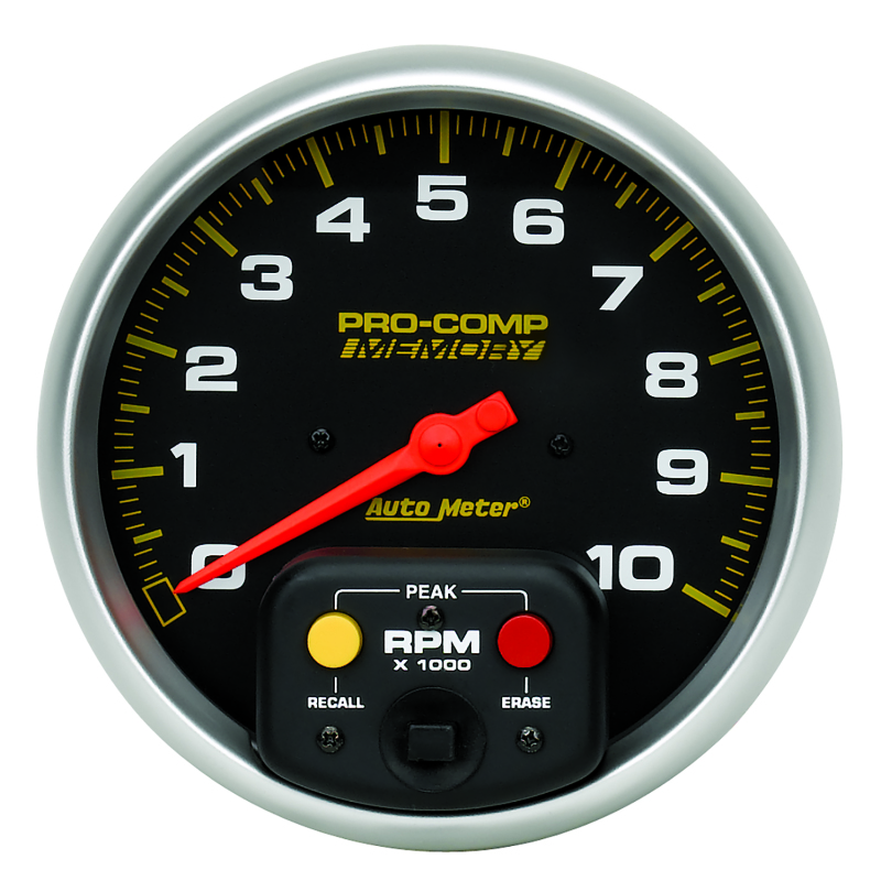 Autometer Pro-Comp 5 inch 10K RPM with Peak Memory  In-Dash Tachometer - 6801