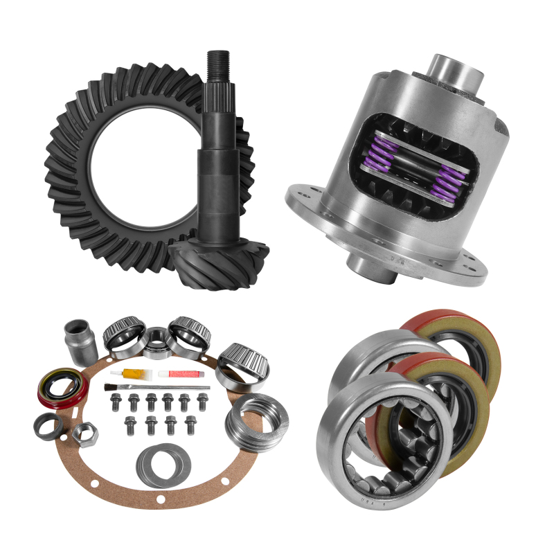 Yukon 8.2in GM 3.73 Rear Ring & Pinion Install Kit 28 Spline Positraction 2.25in Axle Bearings - YGK2214