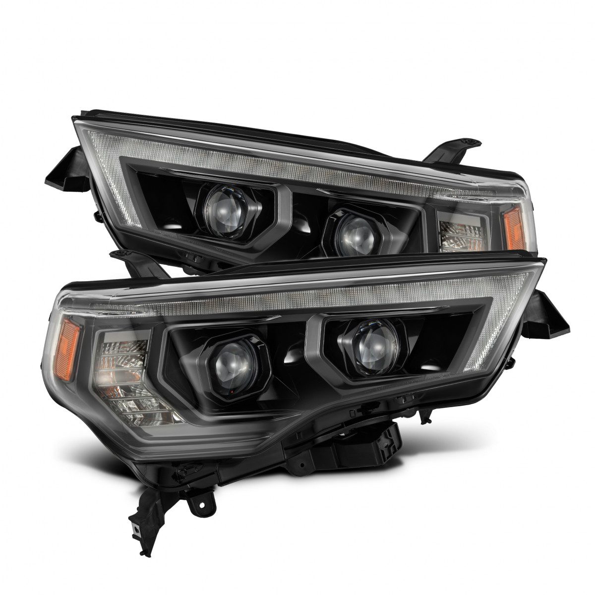 AlphaRex 14-20 Toyota 4Runner LUXX LED Proj Headlights Black w/Activ Light/Seq Signal/DRL - 880849