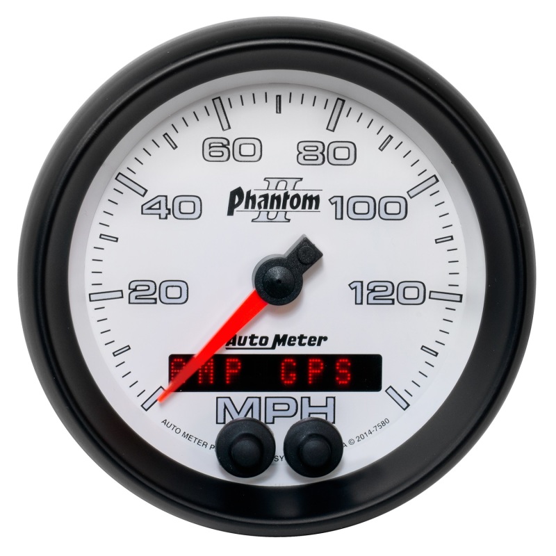 Autometer Phantom II 3-3/8in 0-140MPH In-Dash Electronic GPS Programmable Speedometer - 7580