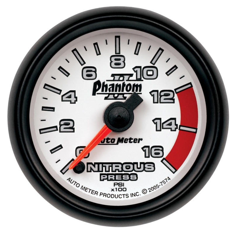 Autometer Phantom II 2-1/16in 0-1600 PSI Electrical Nitrous Pressure Gauge - 7574