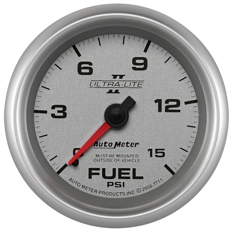 Autometer Ultra-Lite II 2 5/8in 0-15 PSI Mechanical Fuel Pressure Gauge - 7711